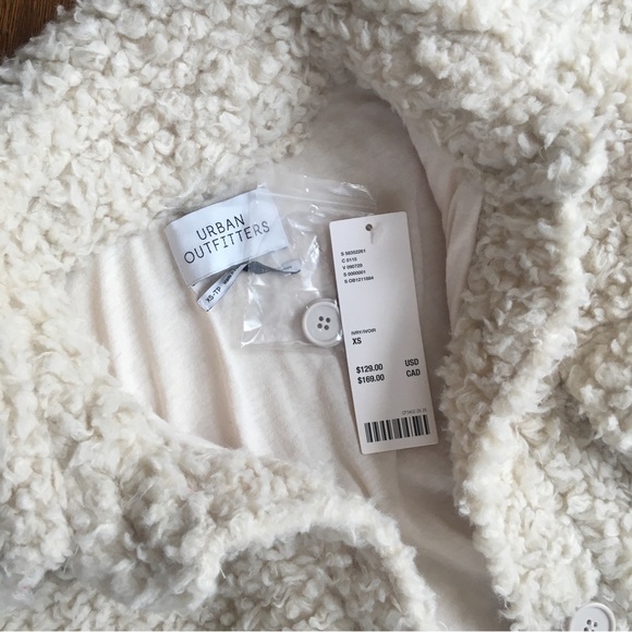 Cream urban outfitters sherpa jacket shirt xs new with tag coat white Palmer - Picture 4 of 5
